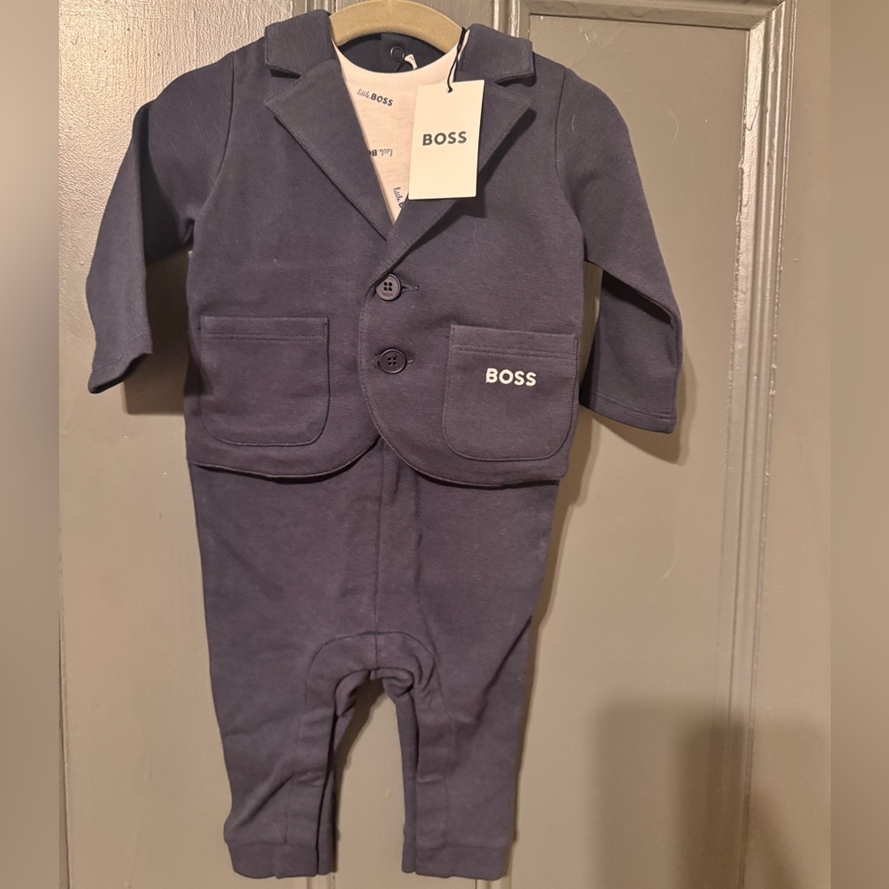 BOSS Dark Blue Infant Blazer Romper